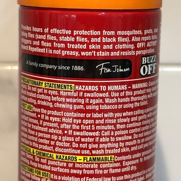 OFF! Active Insect Repellent Sweat Resistant Mosquito Bug Aerosol Spray 6oz DEET - Picture 5 of 5